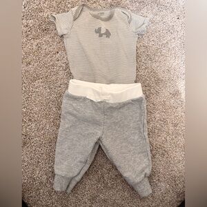 Carter's Light Gray Kids Joggers and Striped bodysuit